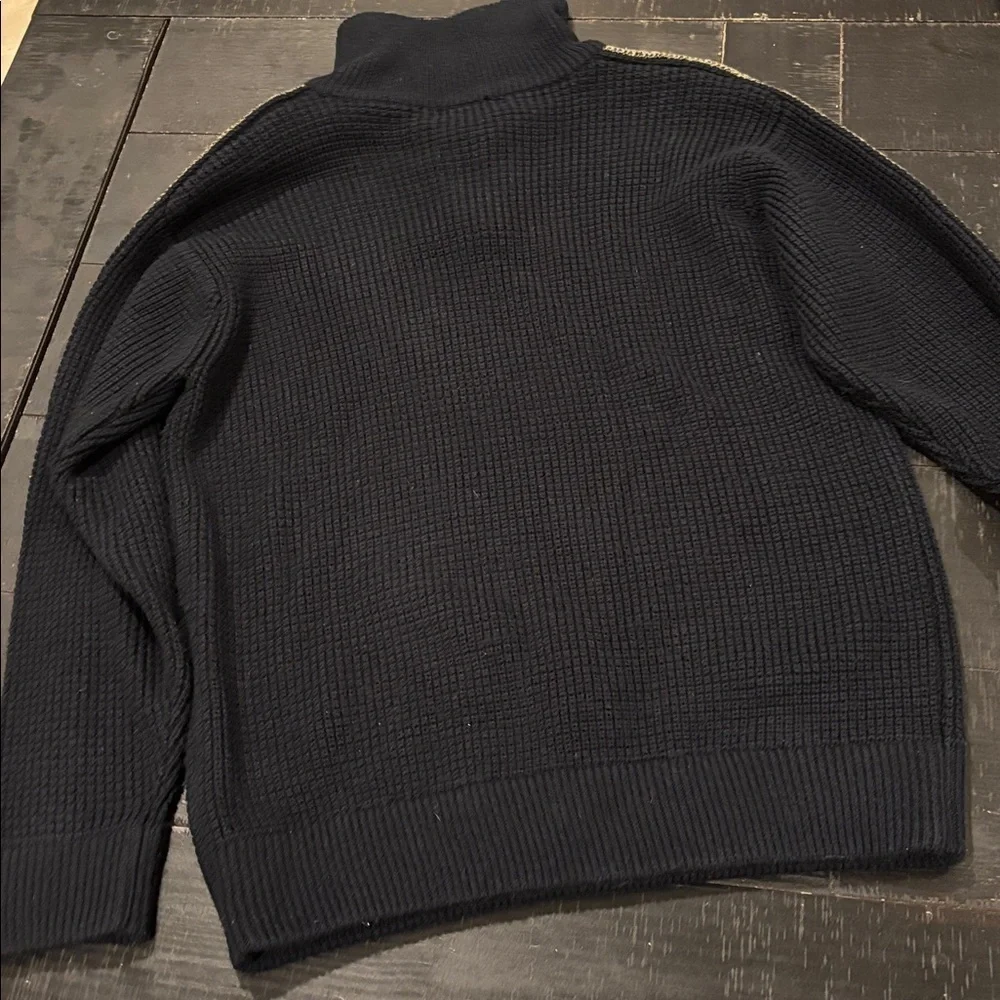Vintage Polo Ralph Lauren Black Wool Blend 1/4 Zip Mock Neck Sweater Sz XL
